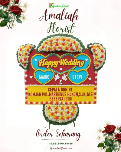 Karangan Papan Bunga Pernikahan di Wonotirto